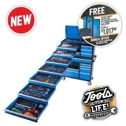 KINCROME Evolution Tool Trolley 367 Piece 18 Drawer Wide W. Trolley P1725